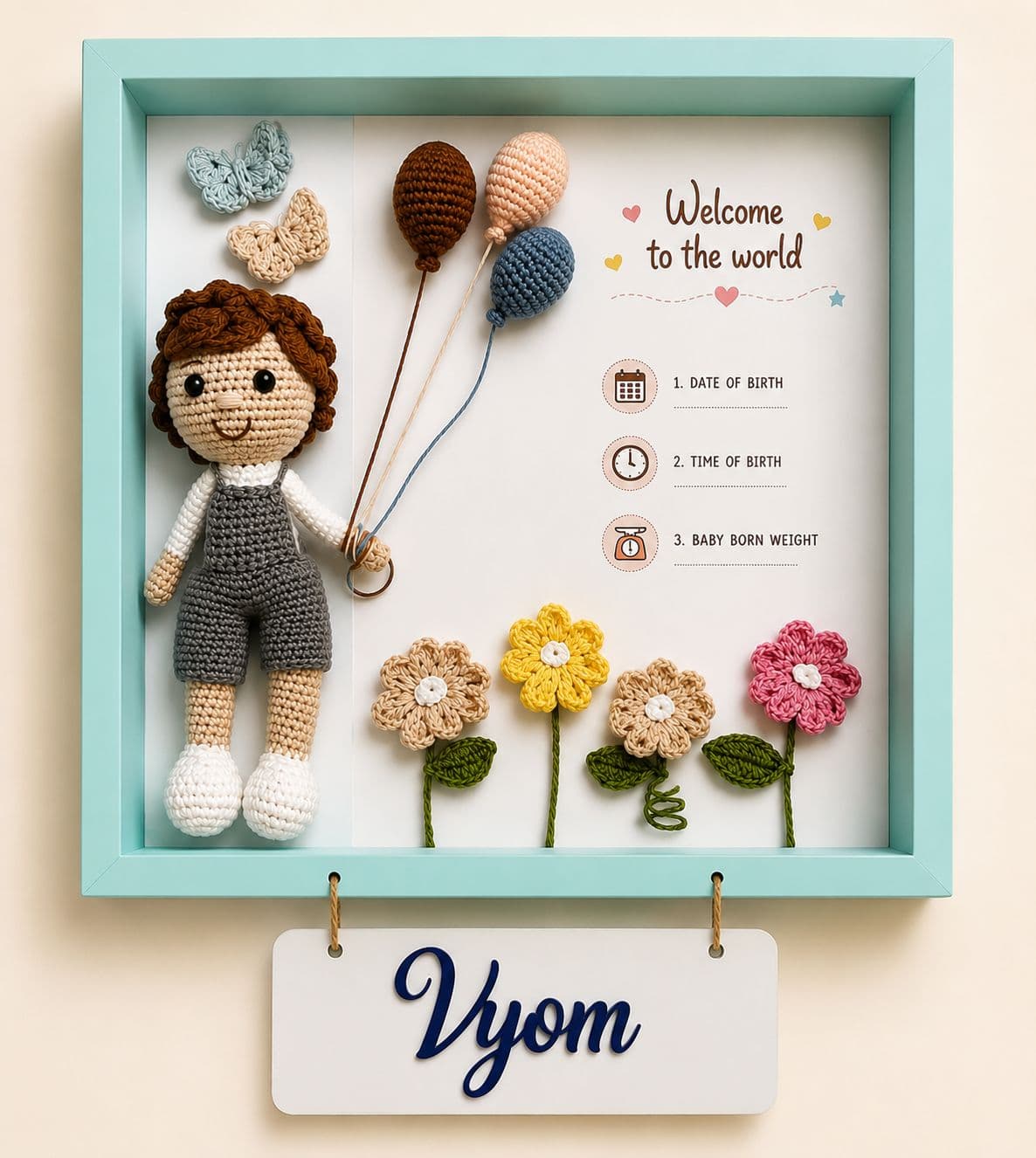 Memory Nest keepsake frame with crochet details
